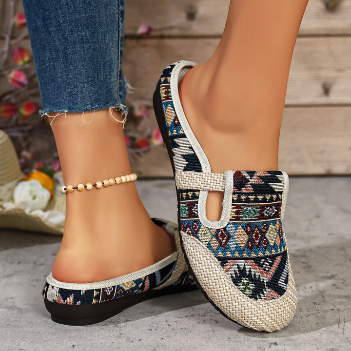 Damen komfortable und modische Clogs mit buntem Jacquard-Muster Drune