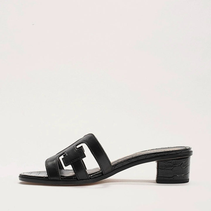 Damen modische Schlappen mit elegantem Blockabsatz und detailverliebt gestaltetem Obermaterial Drune