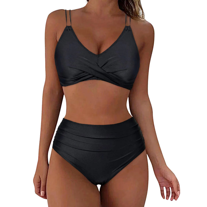 Damen Hochgeschnittenes Bikini-Set mit elegantem Wickeldesign Drune