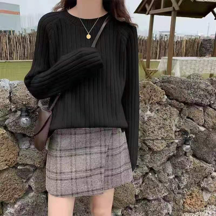 Damen gemütlicher Rippenstrickpullover Drune