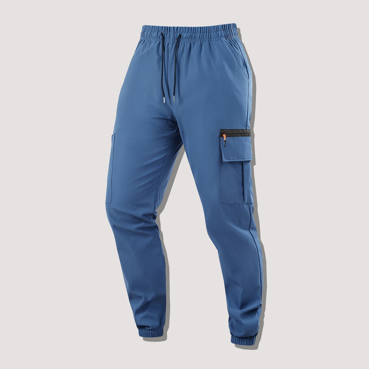 Herren Utility-Cargo-Jogginghose mit Kordelzug, Reißverschluss-Beintasche & elastischen Bündchen Drune