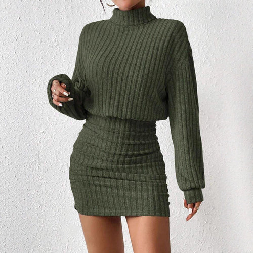 Damen Hochgeschlossener Strickpullover und Rock Drune