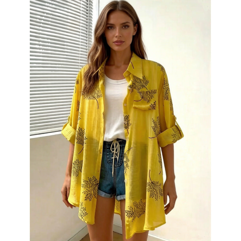 Damen Blusenshirt mit blumigem Motiv und legerem Schnitt Drune