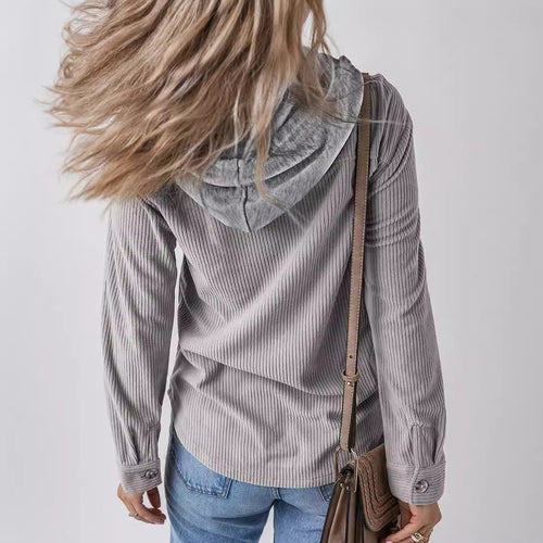 Drune | Damen Kapuzenshirt Jacke mit Rippstruktur Casual Style
