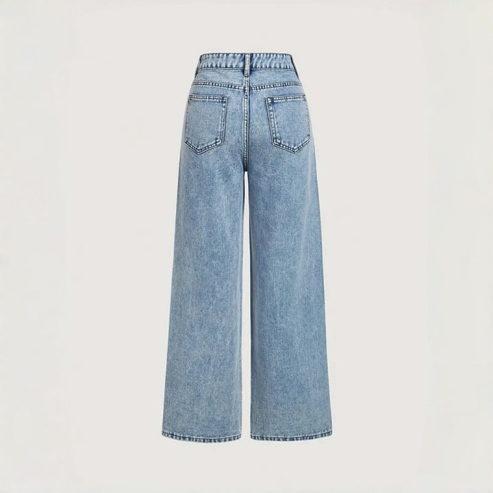 Damen Elegante High-Waist Jeans im weiten Schnitt mit glitzerndem Detail Drune