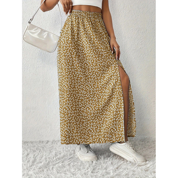 Damen Maxirock mit floralem Muster und seitlichem Schlitz Drune