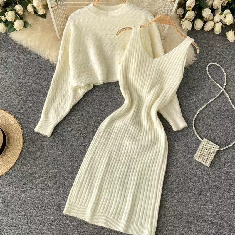 Damen Strickkleid- und Pullover-Set Drune