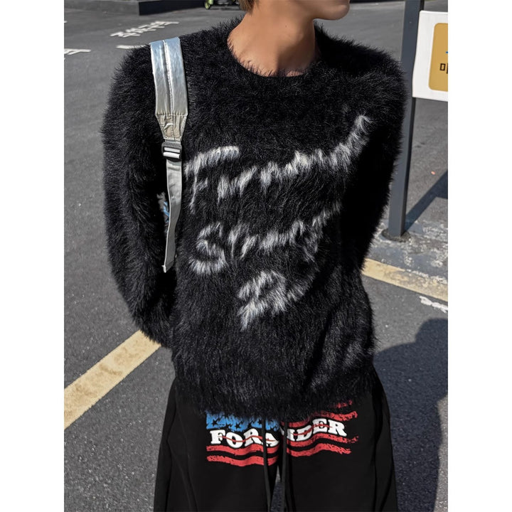 Herren Weicher Kuschelpullover mit auffälligem Schriftzug Drune