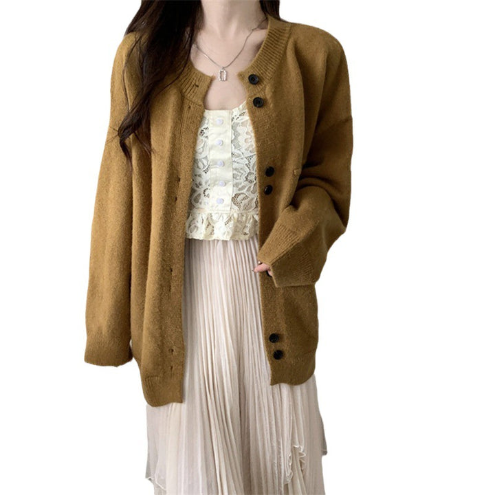 Damen lässiger Strickcardigan mit feiner Textur und praktischen Knopfdetails Drune