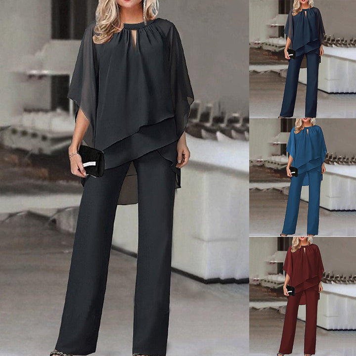 Damen Elegantes Geschichtetes Chiffon Tunika Set Drune