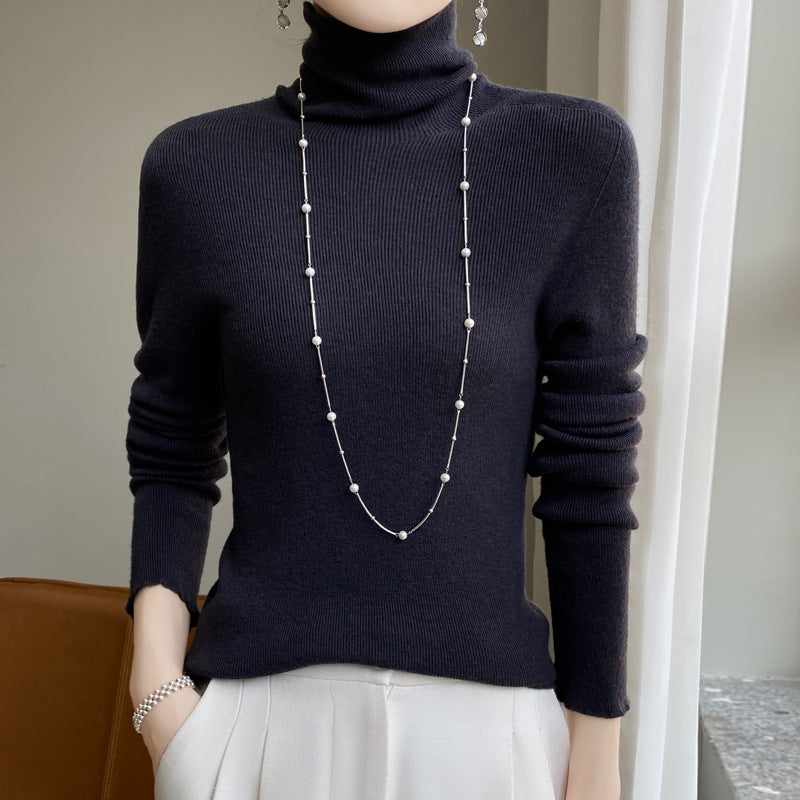 Damen Schmaler Rollkragen-Feinstrickpullover mit elastischer Rippenstruktur und minimalistischer Silhouette Drune