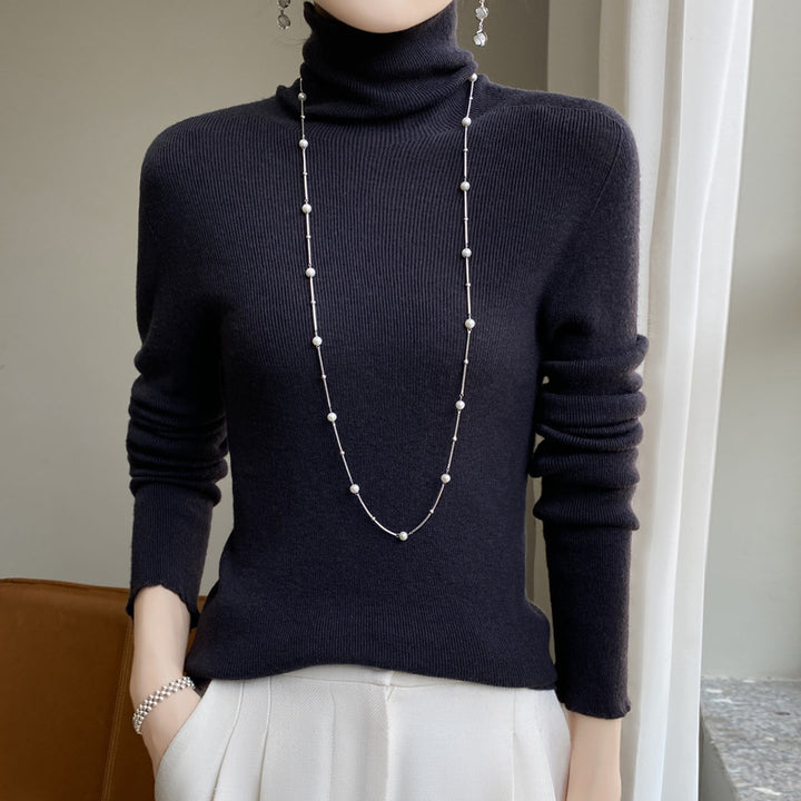 Damen Schmaler Rollkragen-Feinstrickpullover mit elastischer Rippenstruktur und minimalistischer Silhouette Drune