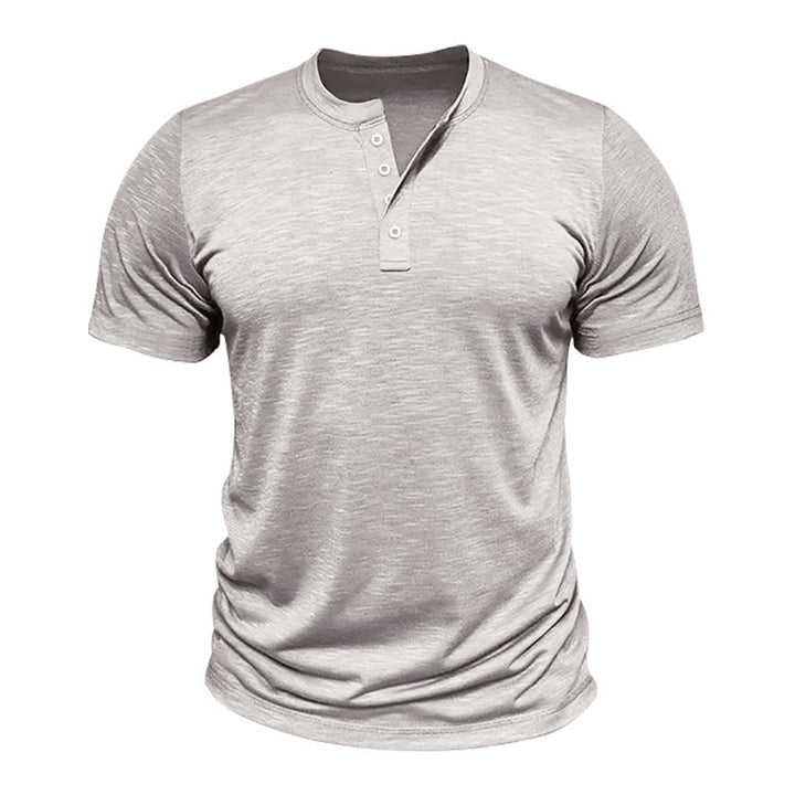 Herren Kurzarm-Henley-T-Shirt mit hochwertigem, atmungsaktivem Baumwollmix Drune