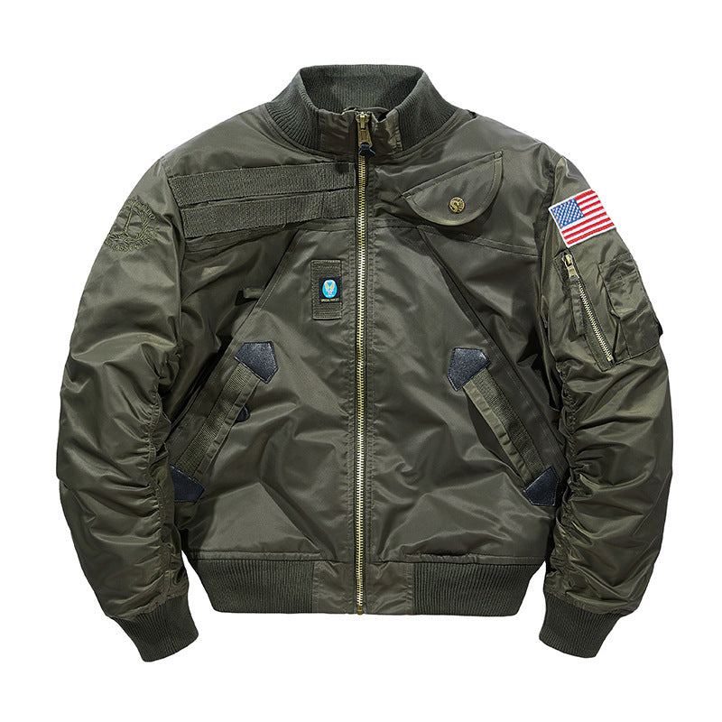 Herren Wattierte Bomberjacke im Pilotendesign mit Utility-Taschen und Rippbündchen Drune