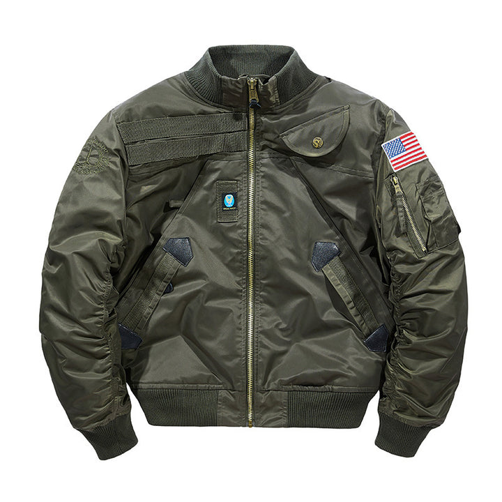 Herren Wattierte Bomberjacke im Pilotendesign mit Utility-Taschen und Rippbündchen Drune