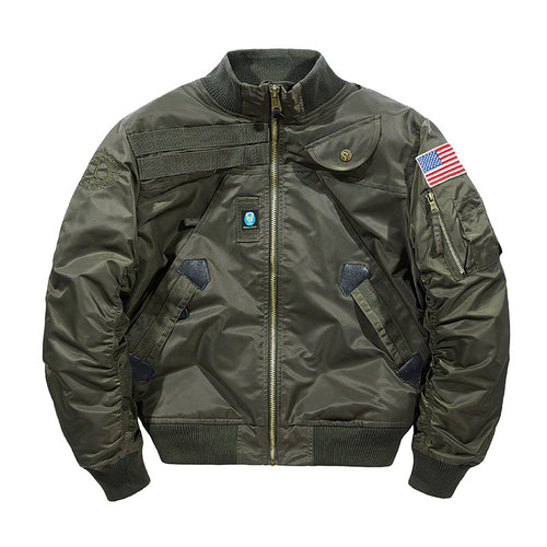 Herren Wattierte Bomberjacke im Pilotendesign mit Utility-Taschen und Rippbündchen Drune