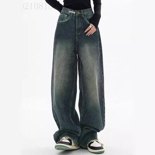 Damen weite High-Waist Jeans Drune