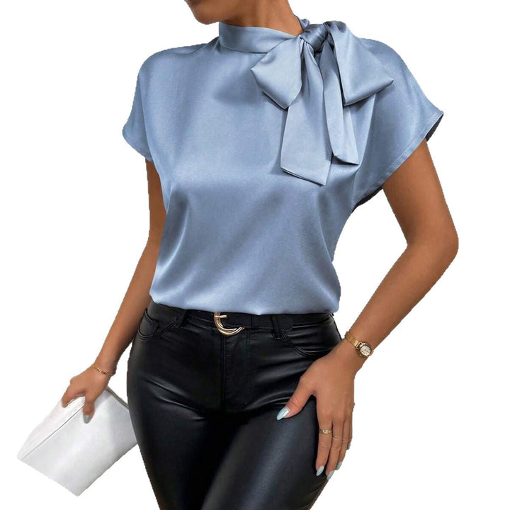 Damen Elegantes Satinoberteil mit Schleife Drune