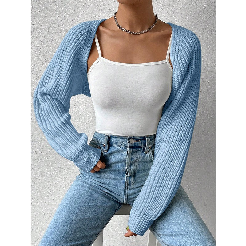 Damen Strickjacke mit strukturierter Textur und weiten Ärmeln Drune