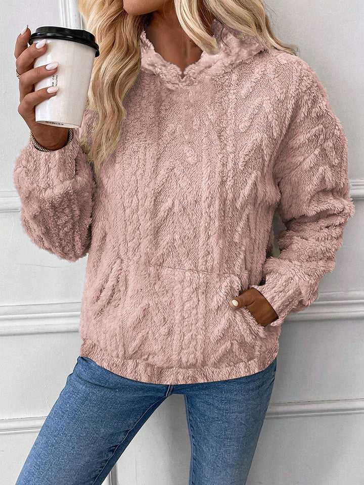 Damen Flauschiger Hoodie mit Kängurutasche Drune