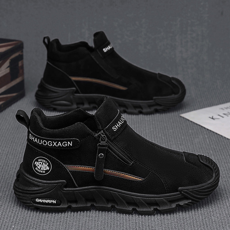 Damen Modische High-Top Sneakers mit seitlichem Reißverschluss und dämpfender Sohle Drune