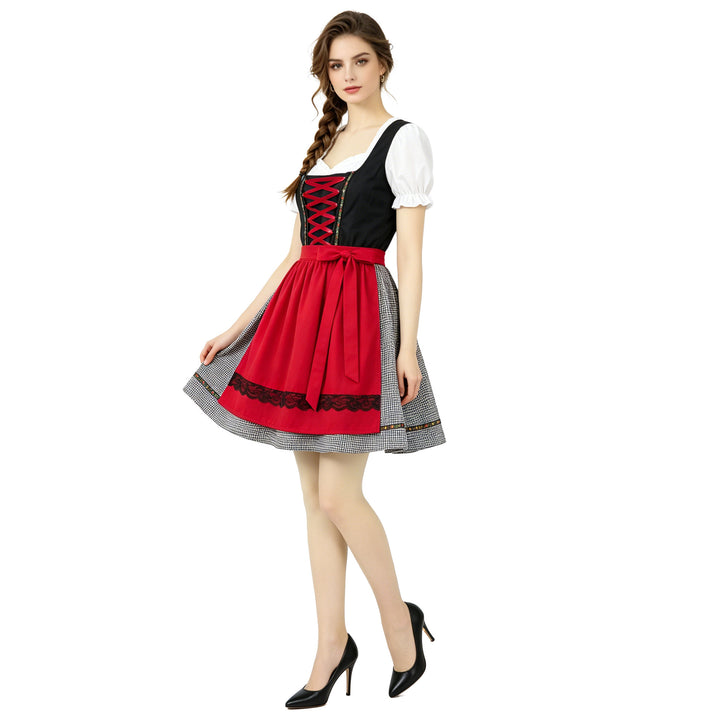 Damen nan traditionelles Dirndlkleid mit Herzausschnitt, geschnürtem Mieder und dekorativer Schürze Drune