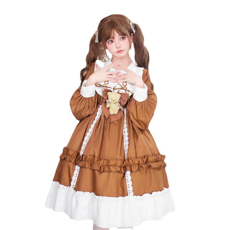 Damen Verspieltes Kostümkleid mit Rüschen und Teddybär-Motiv Drune