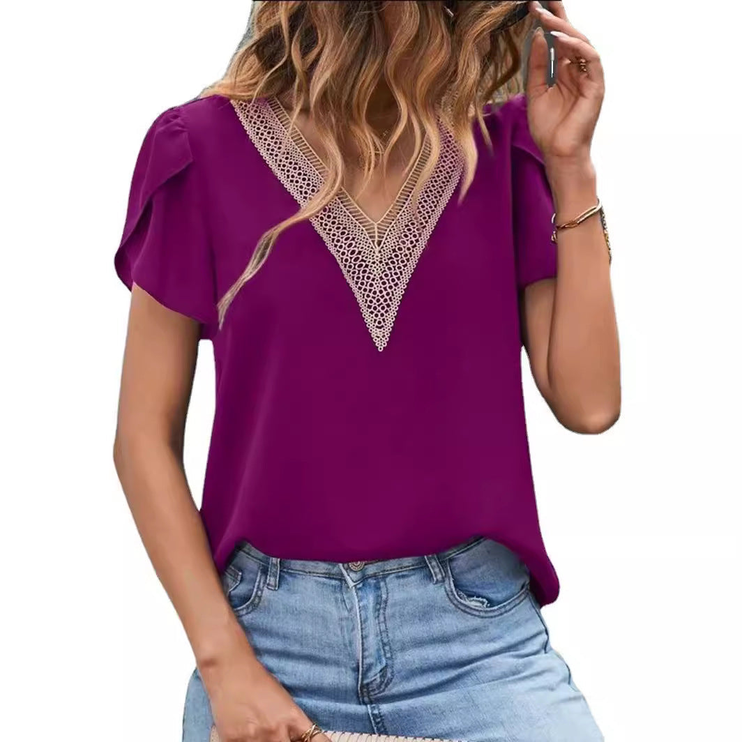 Damen Bluse mit Spitze Drune