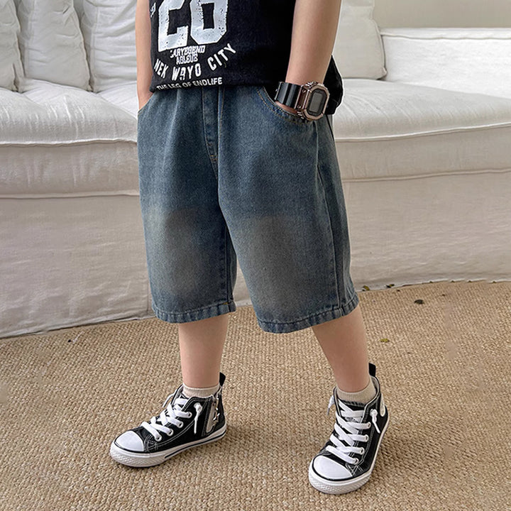Unisex lässige Denim-Shorts mit Gummibund Drune