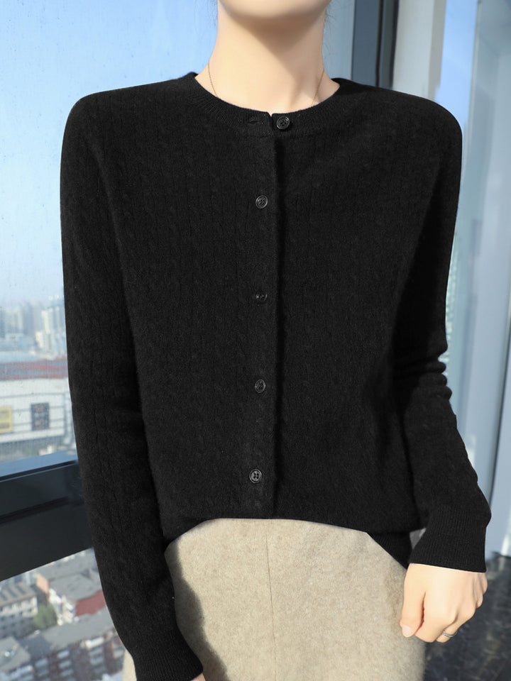 Damen Kurzgeschnitteter Feinstrick-Cardigan mit dezenter Struktur und Rundhalsausschnitt Drune