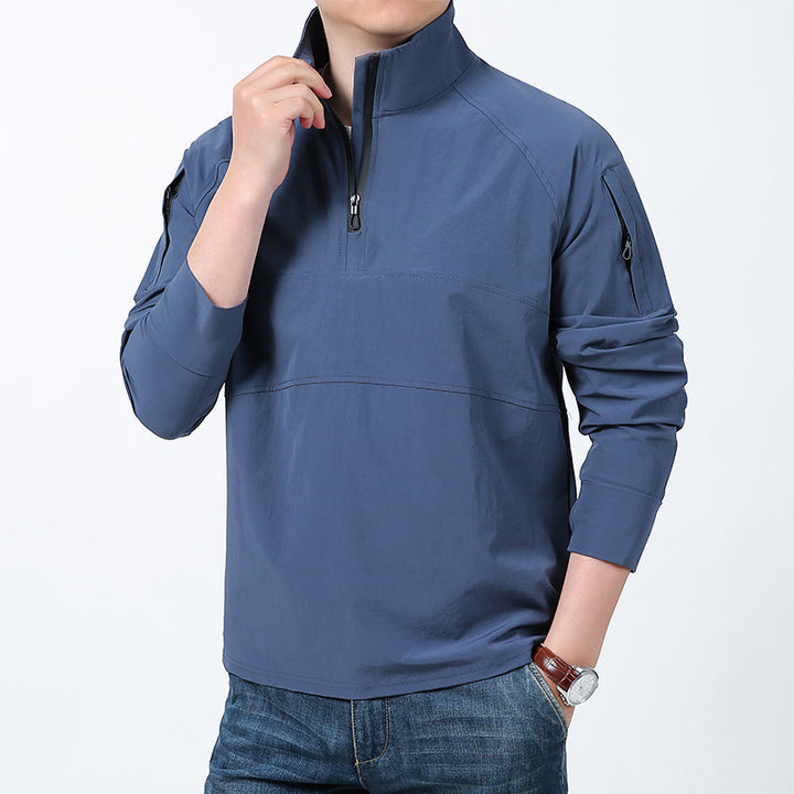 Herren nan Softshell-Pullover mit kurzem Reißverschluss, Ärmeltasche und Raglanärmeln Drune