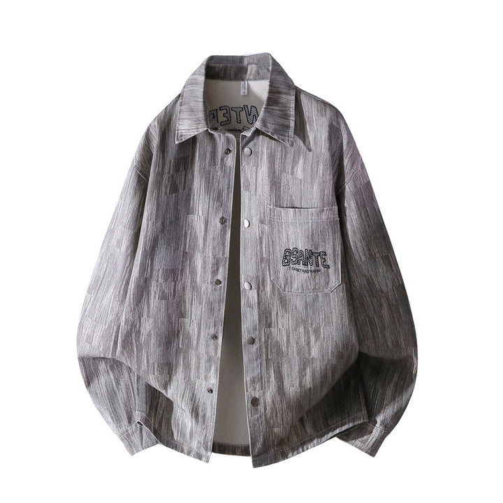 Herren Oversize-Hemdjacke mit Strukturprint, Druckknopfleiste & aufgesetzter Brusttasche Drune