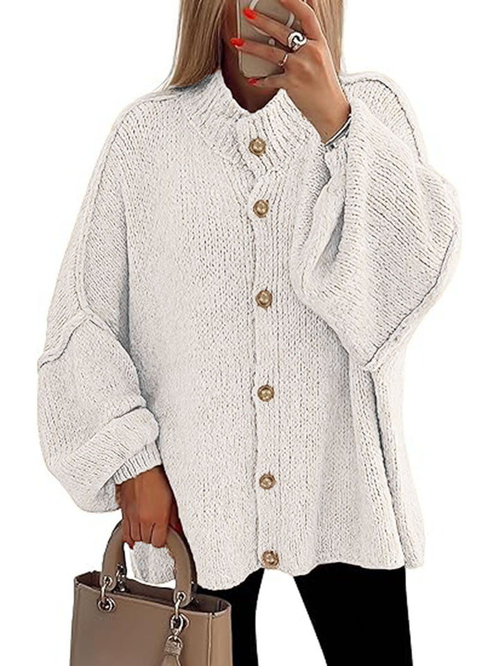 Damen oversized Strickjacke mit Knopfverschluss Drune