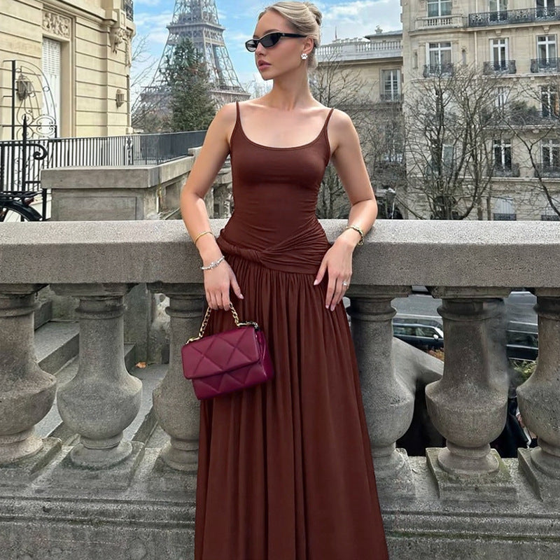 Damen Elegantes Maxikleid mit Wickel-Design und elastischem Oberteil Drune