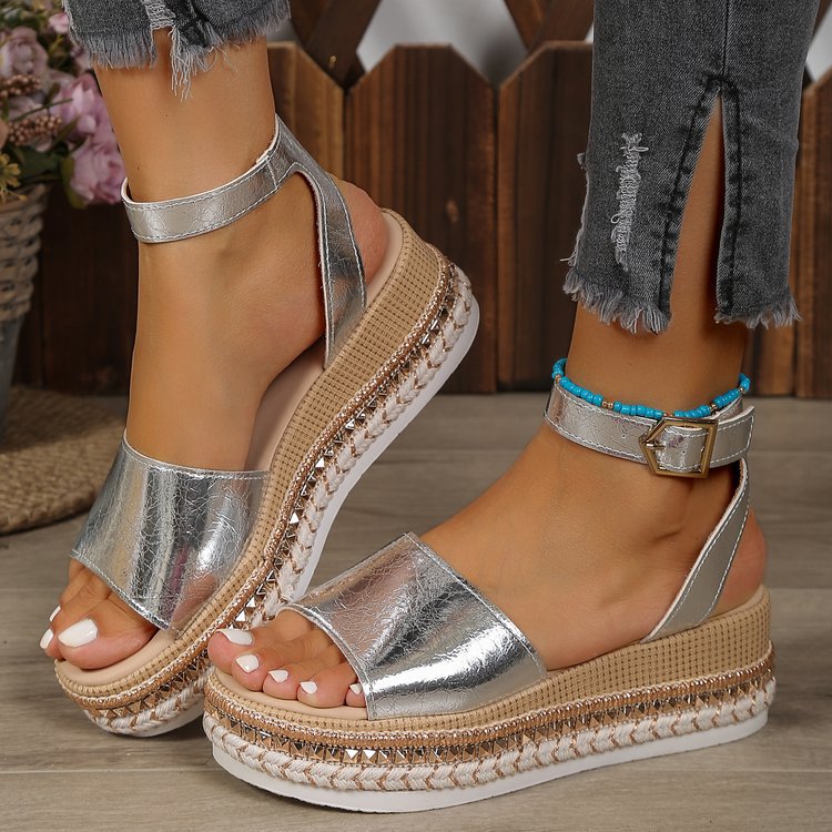 Damen Glitzernde Plateau-Sandalen Drune
