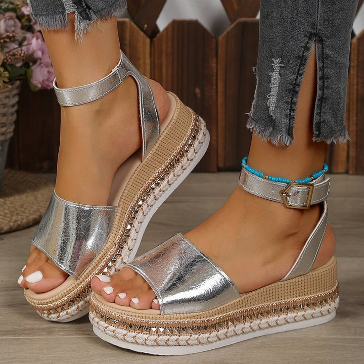 Damen Glitzernde Plateau-Sandalen Drune