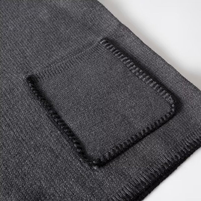 Damen lässiger Strickpullover mit V-Ausschnitt und praktischen Taschen Drune