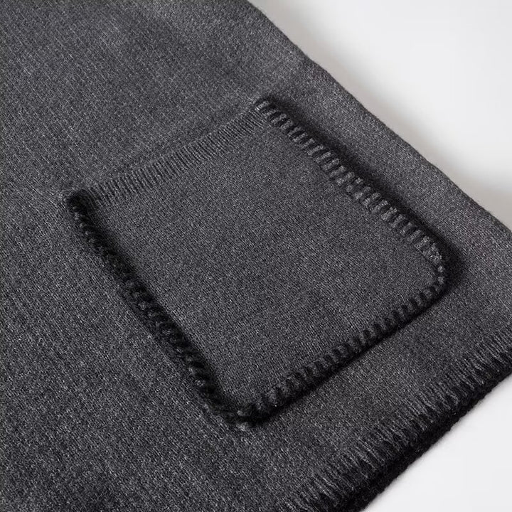 Damen lässiger Strickpullover mit V-Ausschnitt und praktischen Taschen Drune