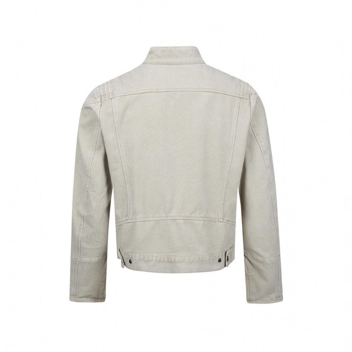 Herren Asymmetrische Kurzjacke im Biker-Stil mit Stehkragen und schrägem Metallreißverschluss Drune
