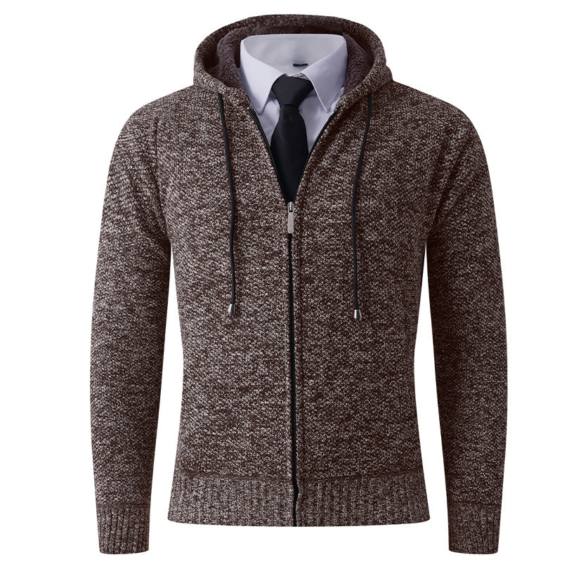 Herren modische Strickjacke mit Kapuze und Reißverschluss Drune