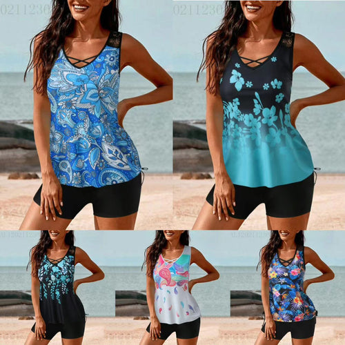 Damen Tankini-Set mit Hohe Taille und Sportlichem Flair Drune