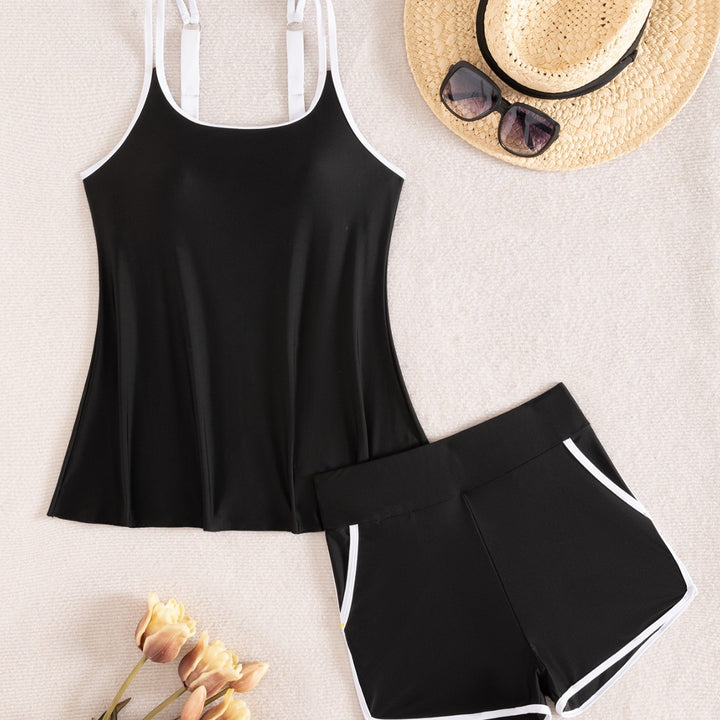 Damen Sportliches Tankini-Set mit weichen Trägern und modischen Shorts Drune