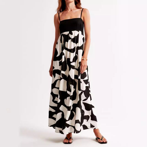 Damen Maxikleid mit schmalen Trägern und fließendem Schnitt Drune