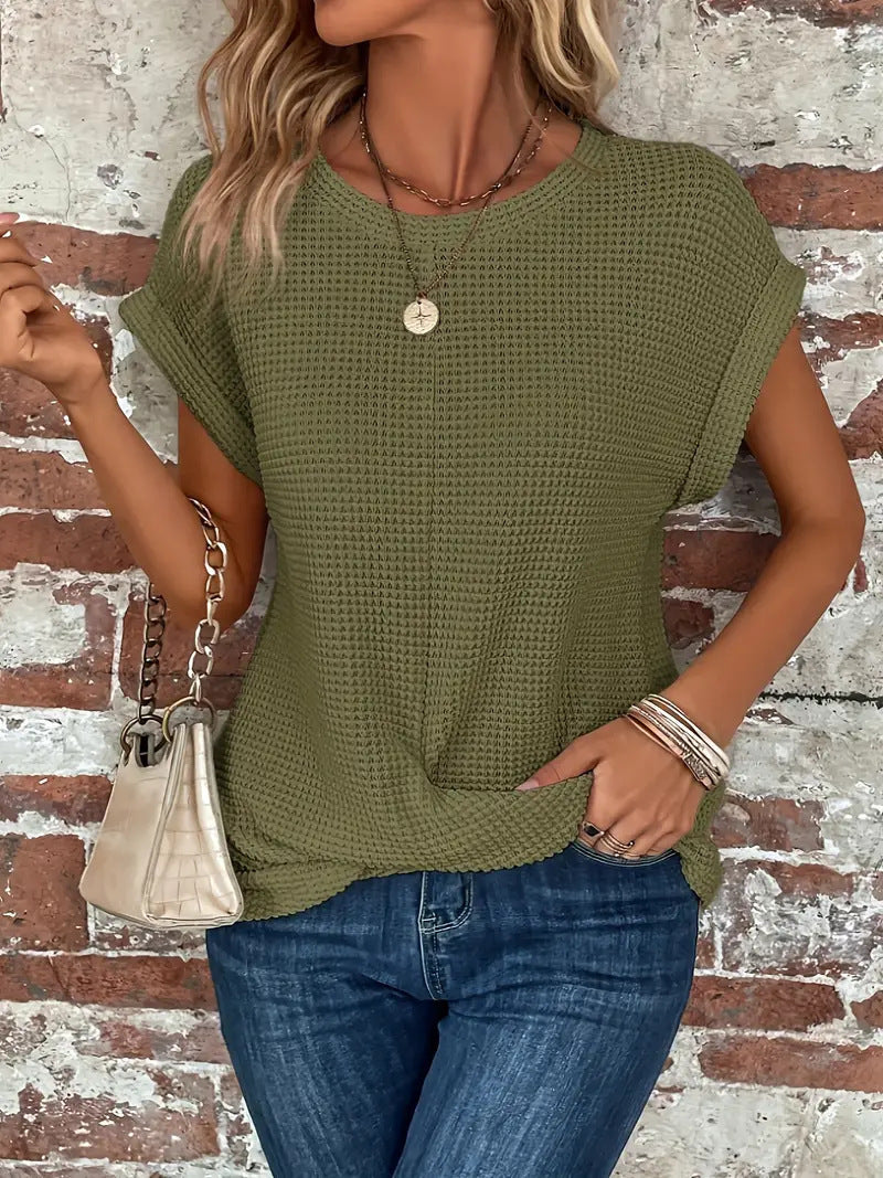 Damen lässiges Waffelstrickshirt Drune