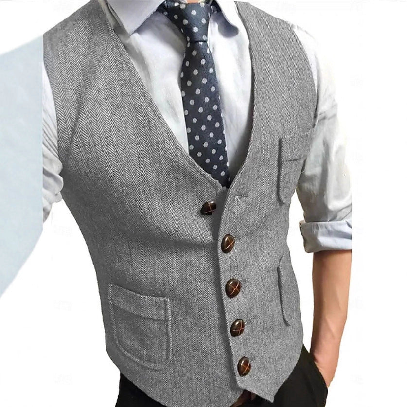 Herren Eleganter Weste aus Herringbone-Stoff Drune