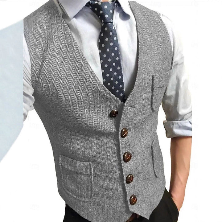 Herren Eleganter Weste aus Herringbone-Stoff Drune