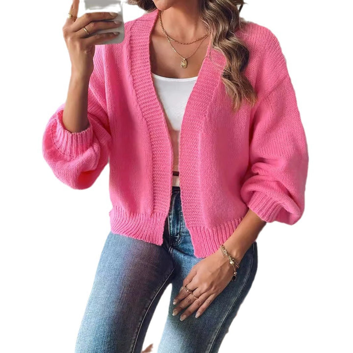 Damen lässiger Strick-Cardigan mit oversized Schnitt und voluminösen Ärmeln Drune