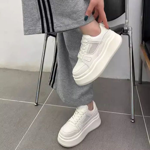 Damen sportive Sneakers mit doppelter Sohle und Kontrastnähten Drune