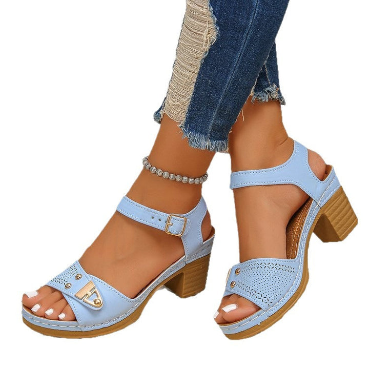 Damen Elegante Sandalen mit Blockabsatz Drune