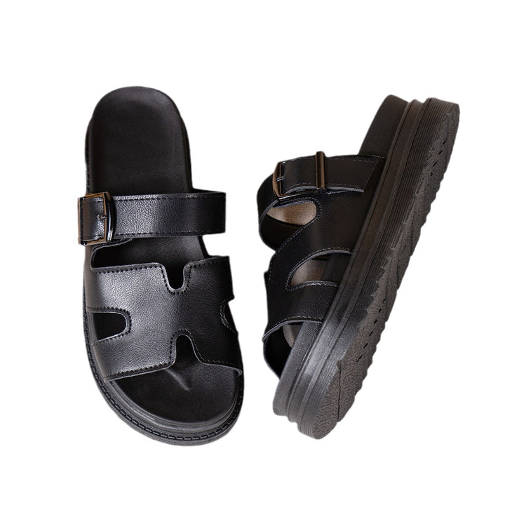 Damen  modische Plateau-Slides mit verstellbarer Schnalle und ergonomischem Komfortfußbett Drune